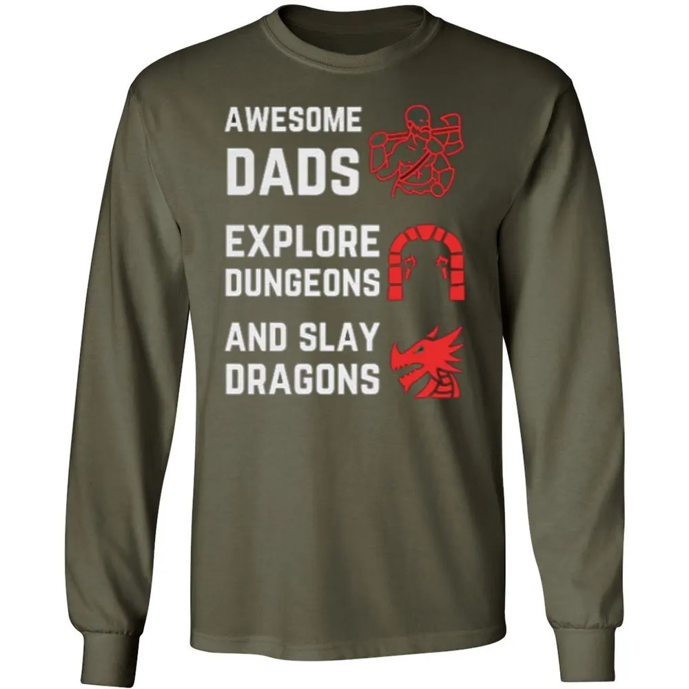Awesome Dad Fathers Day Long Sleeve T-Shirt - Military Green - 16