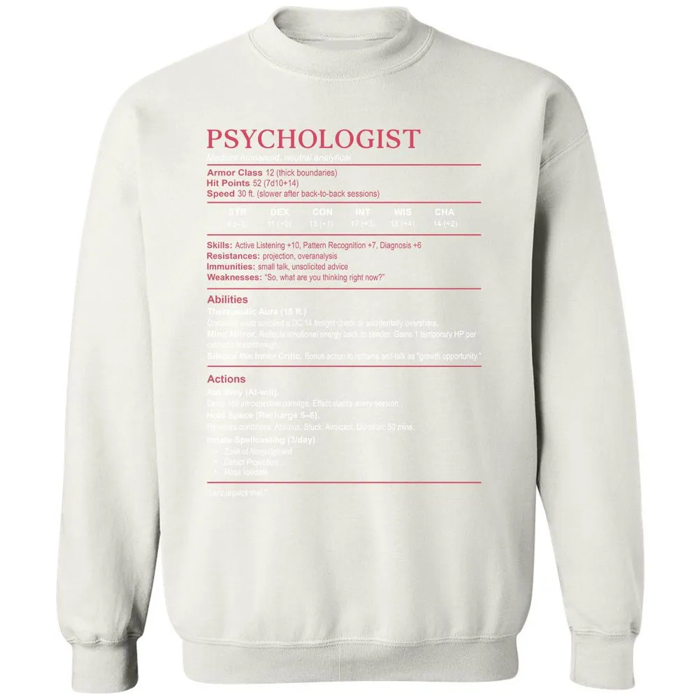 Psychologist Stats Classic Unisex Sweatshirt - White - 12