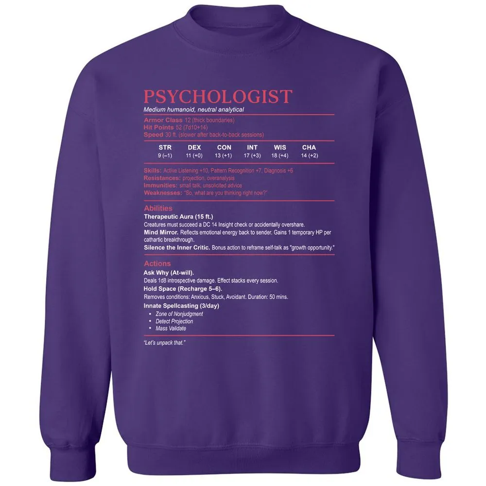 Psychologist Stats Classic Unisex Sweatshirt - Purple - 6