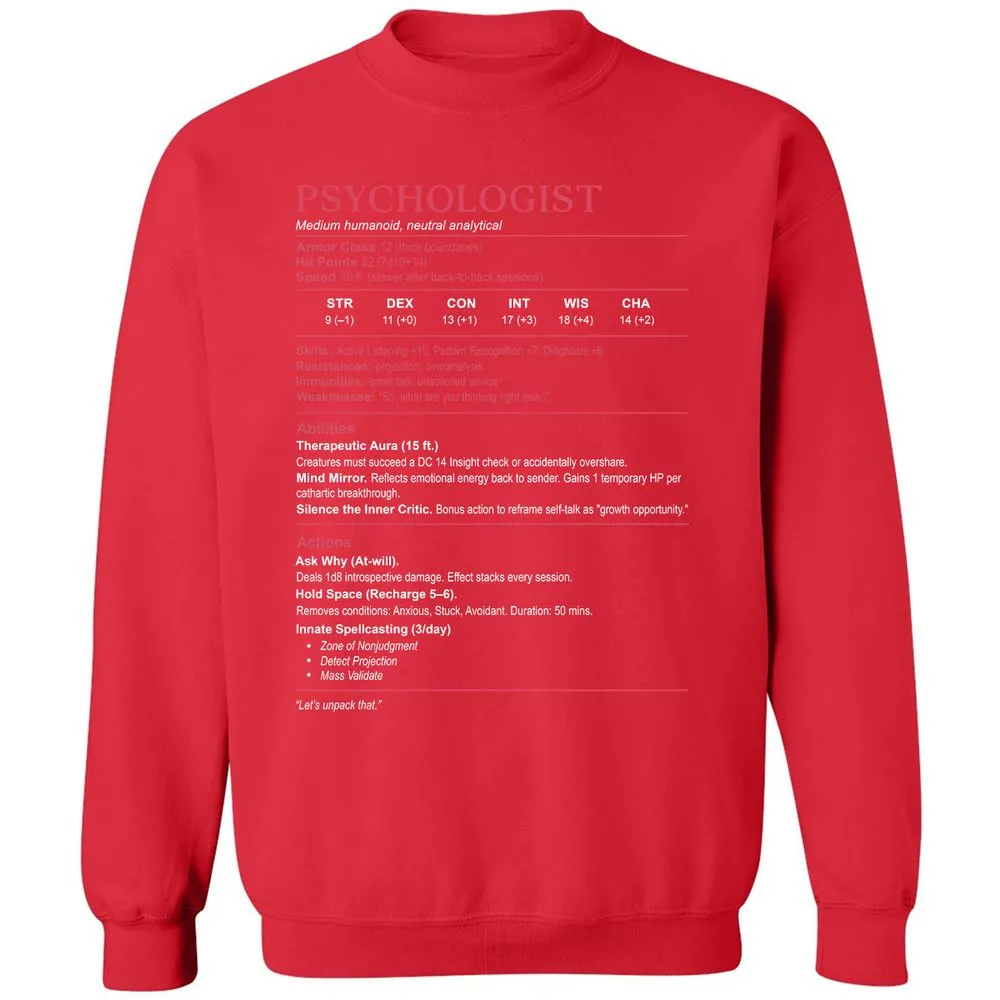 Psychologist Stats Classic Unisex Sweatshirt - Red - 5