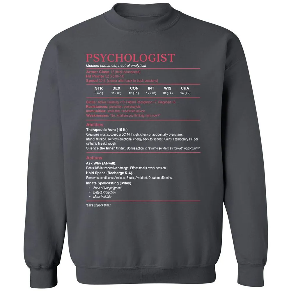 Psychologist Stats Classic Unisex Sweatshirt - Charcoal - 7