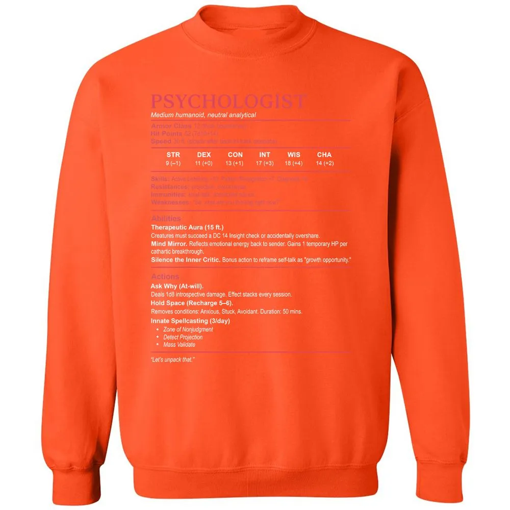 Psychologist Stats Classic Unisex Sweatshirt - Orange - 10