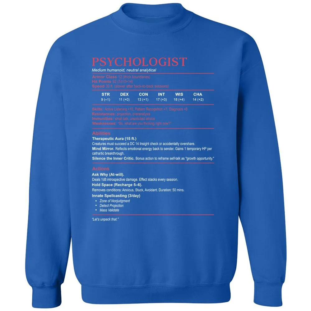 Psychologist Stats Classic Unisex Sweatshirt - Royal - 9