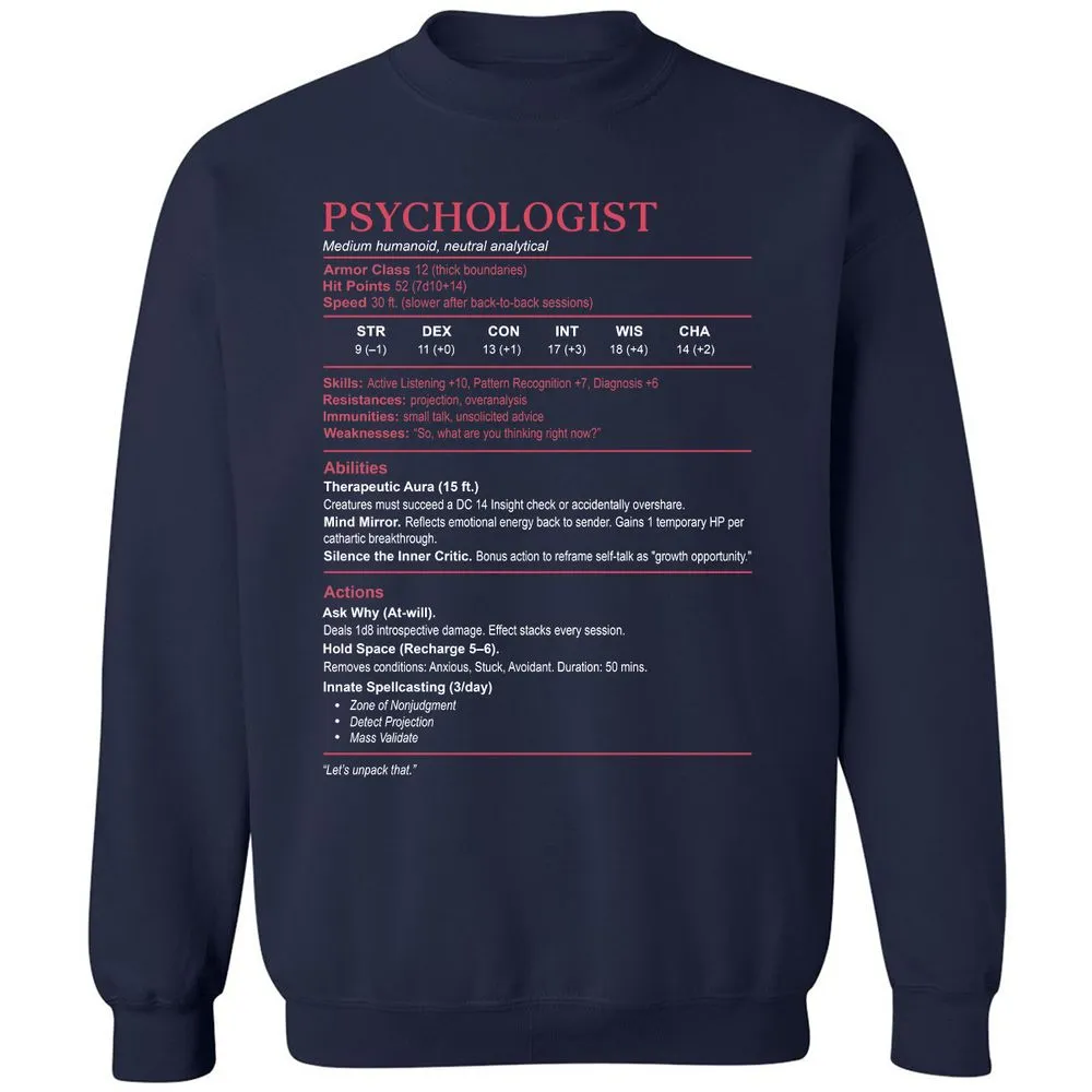 Psychologist Stats Classic Unisex Sweatshirt - Navy - 2