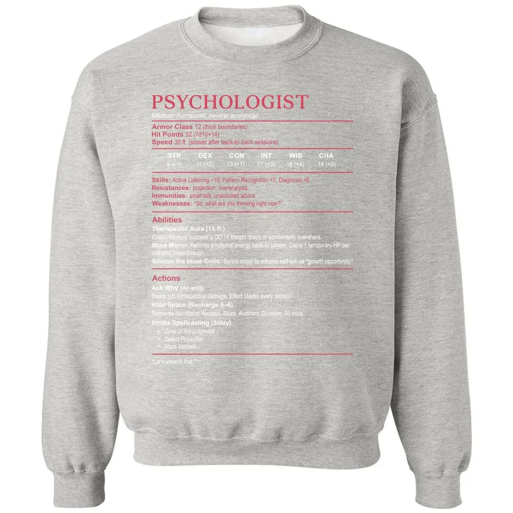 Psychologist Stats Classic Unisex Sweatshirt - Ash - 8