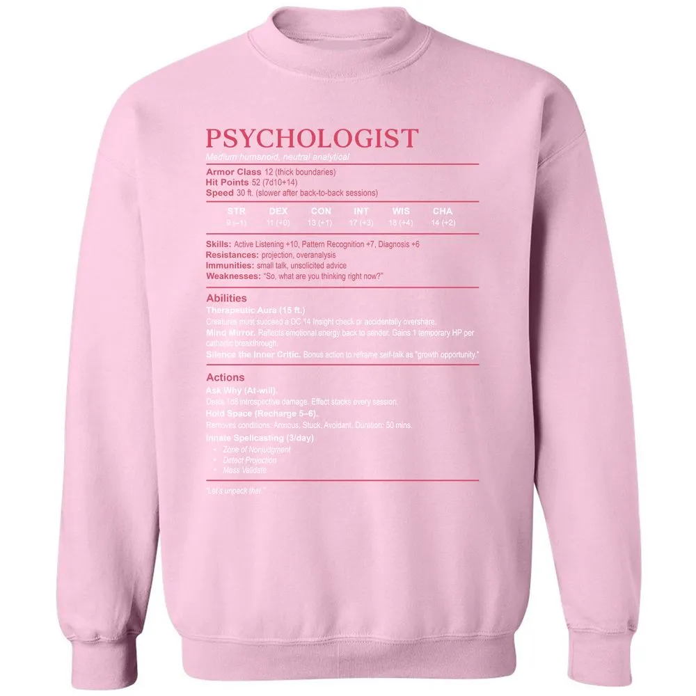Psychologist Stats Classic Unisex Sweatshirt - Light Pink - 3
