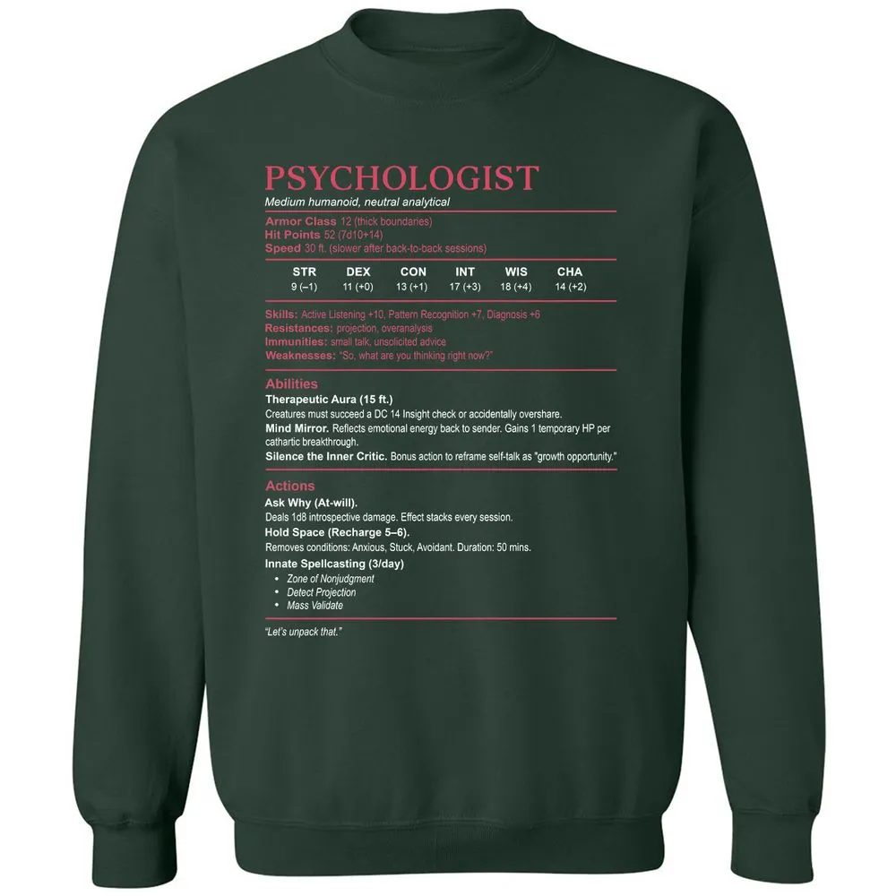 Psychologist Stats Classic Unisex Sweatshirt - Forest Green - 4