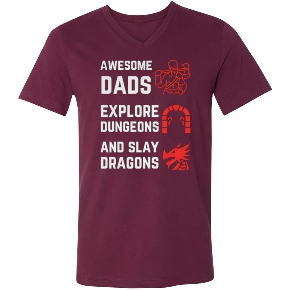 Awesome Dad Fathers Day Unisex V-Neck T-Shirt - Maroon - 6