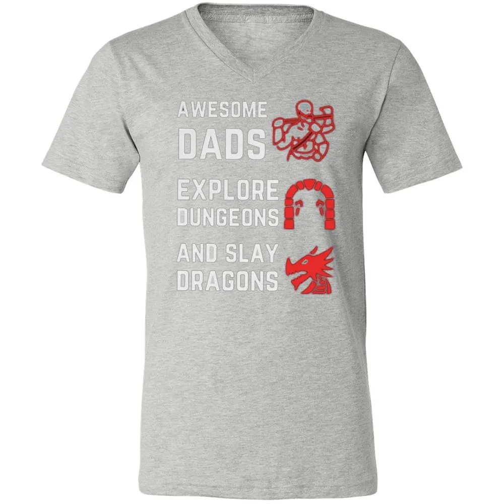 Awesome Dad Fathers Day Unisex V-Neck T-Shirt - Athletic Heather - 7