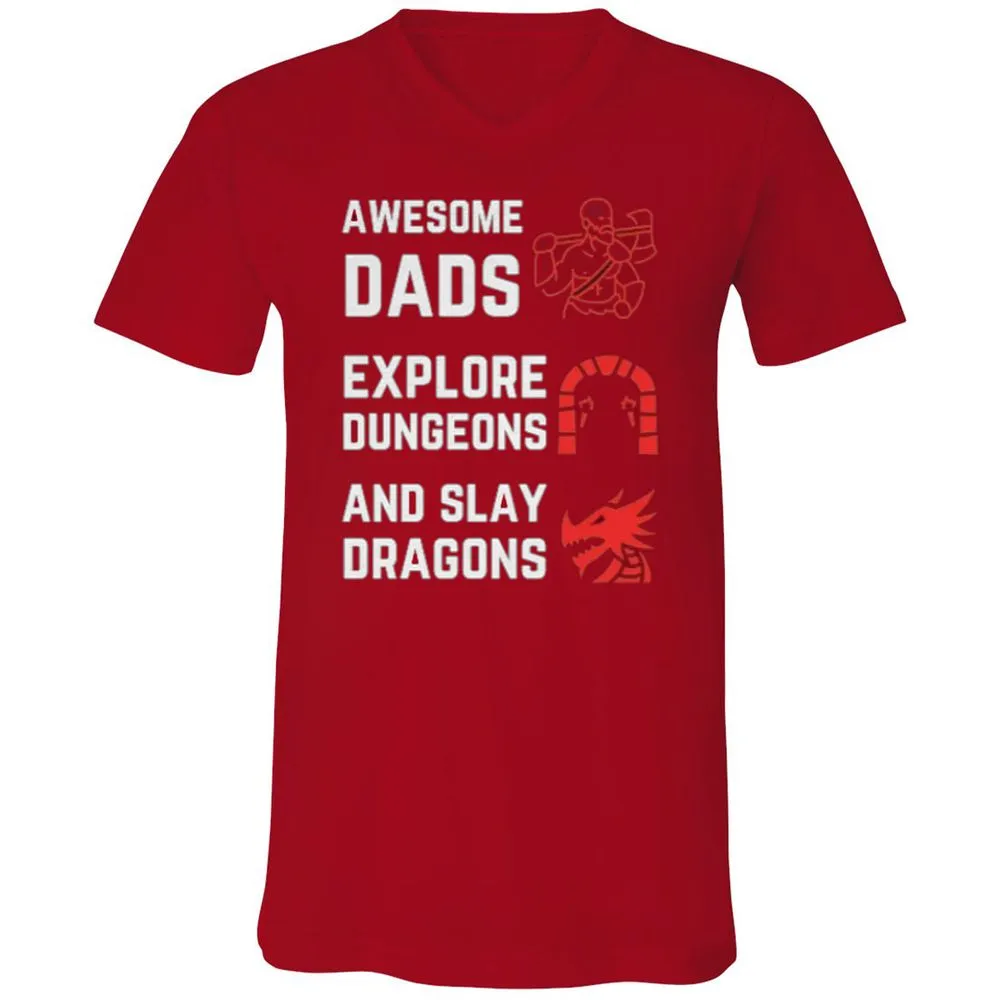 Awesome Dad Fathers Day Unisex V-Neck T-Shirt - Red - 3