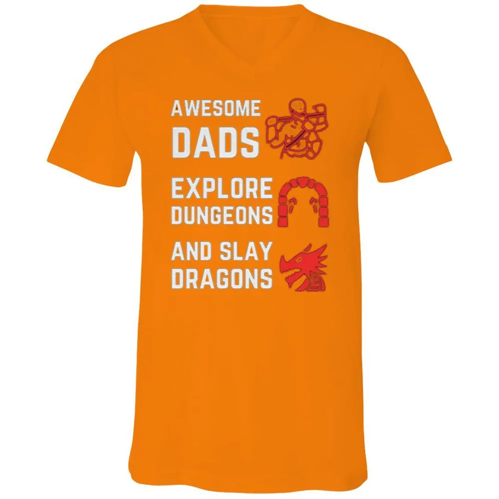 Awesome Dad Fathers Day Unisex V-Neck T-Shirt - Orange - 11