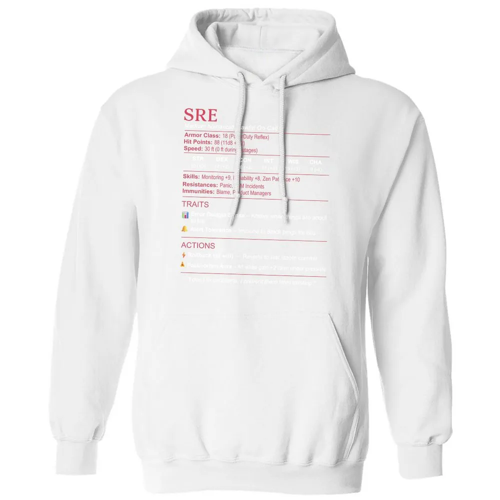 SRE Stats Classic Unisex Hoodie - White - 11