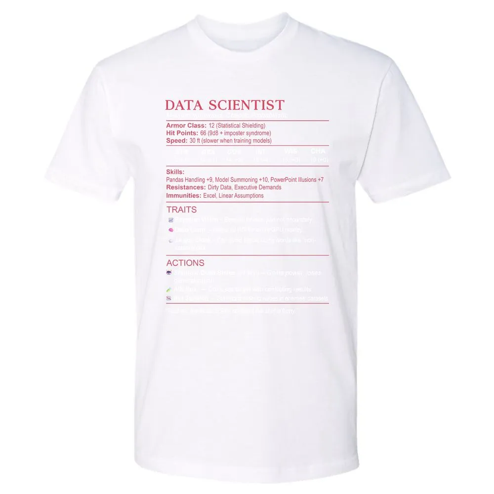 Data Scientist Stats Premium Unisex T-Shirt - White - 4