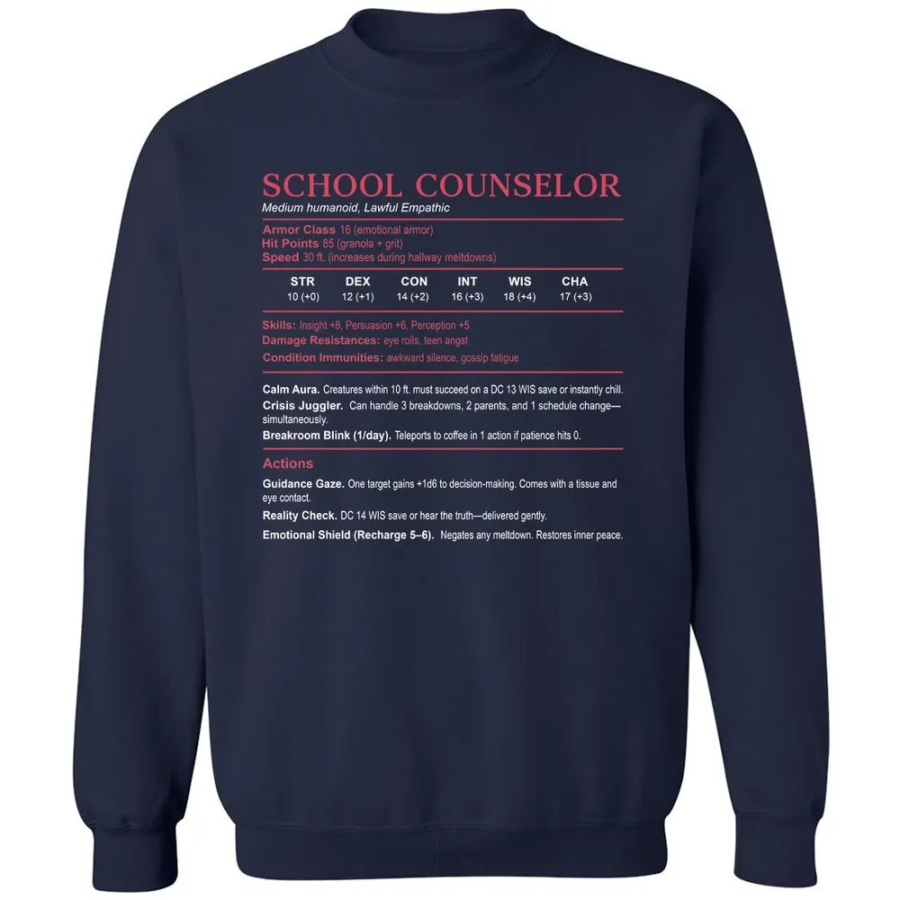 School Counselor Stats Classic Unisex Sweatshirt - Navy - 2
