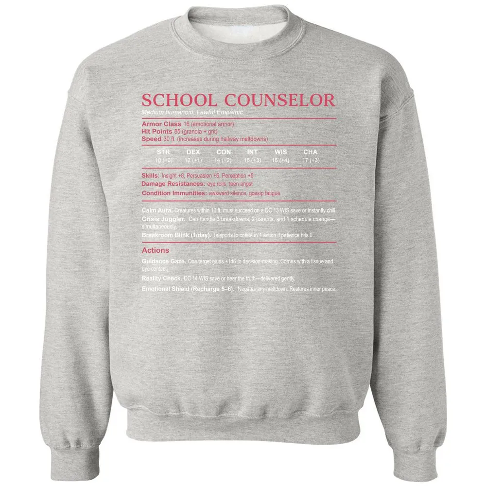 School Counselor Stats Classic Unisex Sweatshirt - Ash - 8