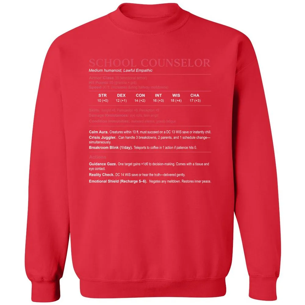 School Counselor Stats Classic Unisex Sweatshirt - Red - 5
