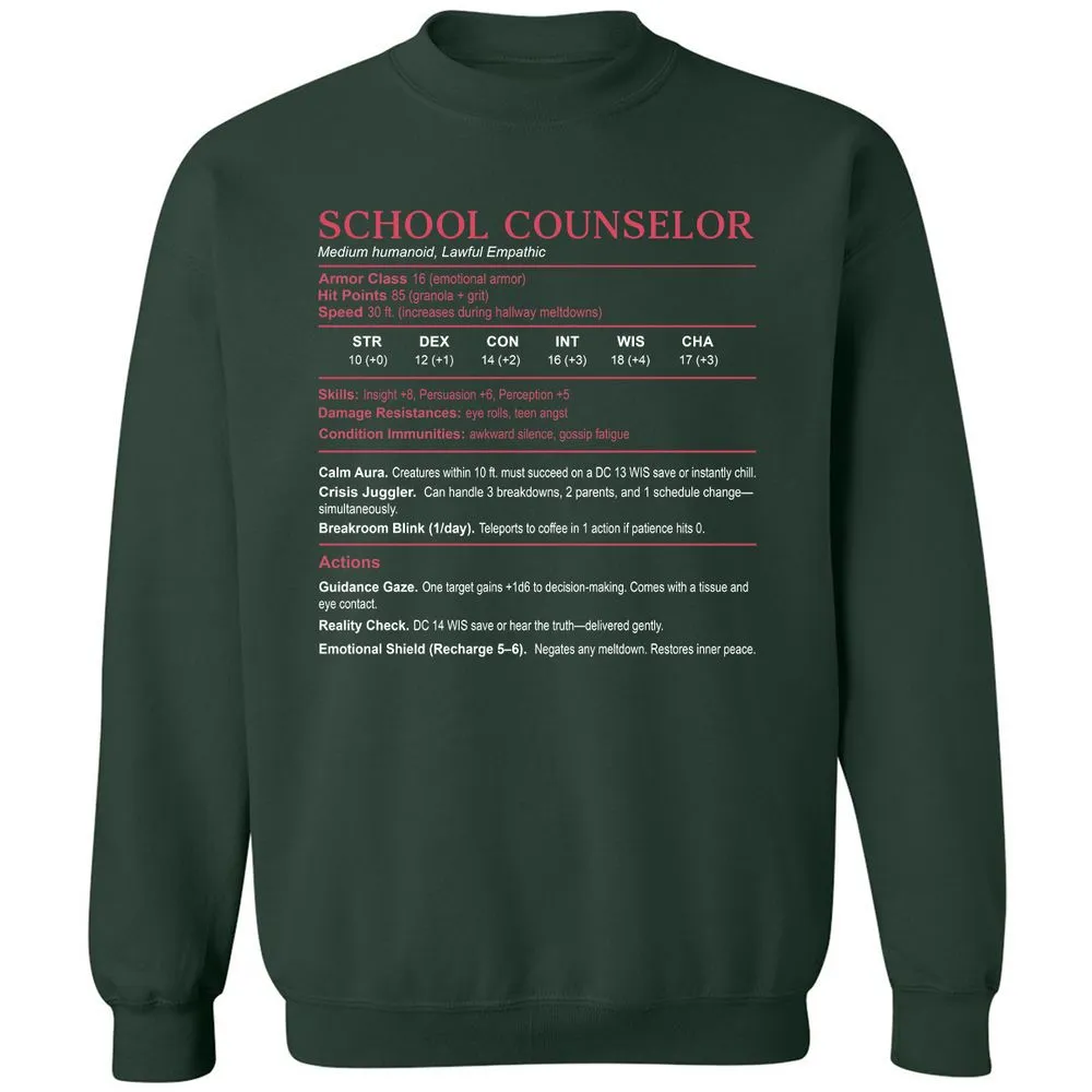 School Counselor Stats Classic Unisex Sweatshirt - Forest Green - 4