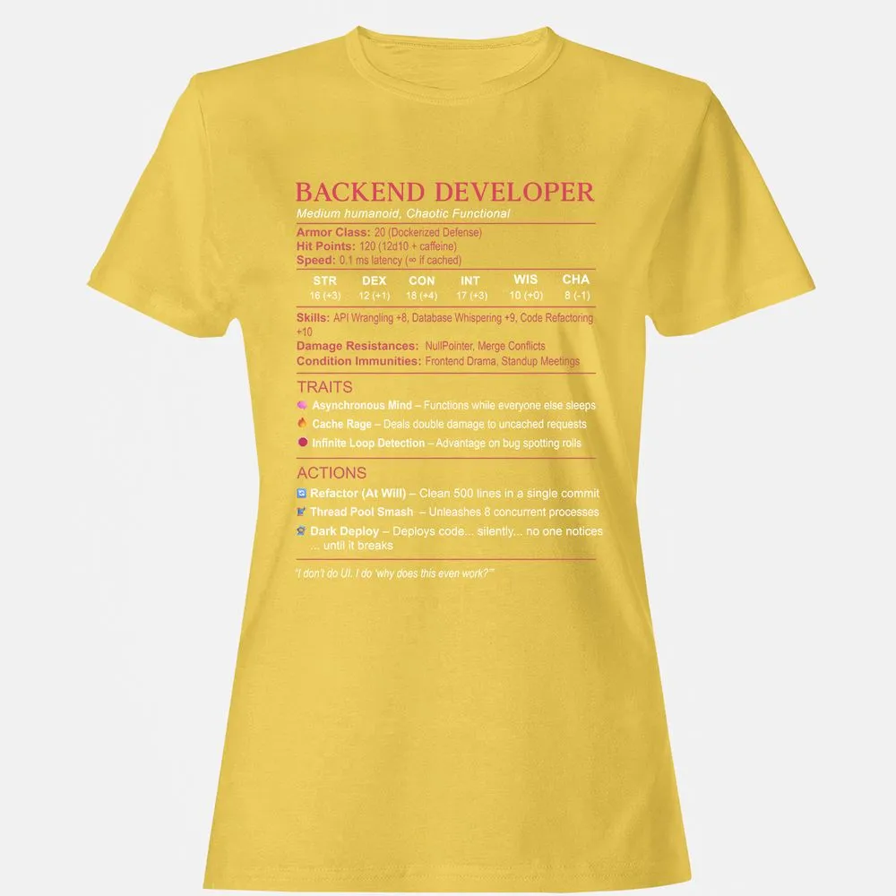 Backend Developer Stats Women's T-Shirt - Daisy - 4