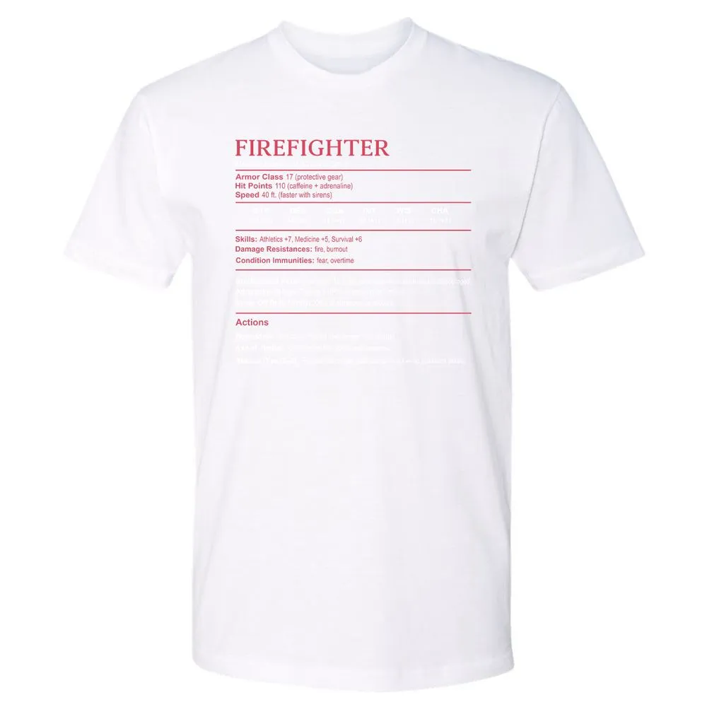 Firefighter Stats Premium Unisex T-Shirt - White - 4