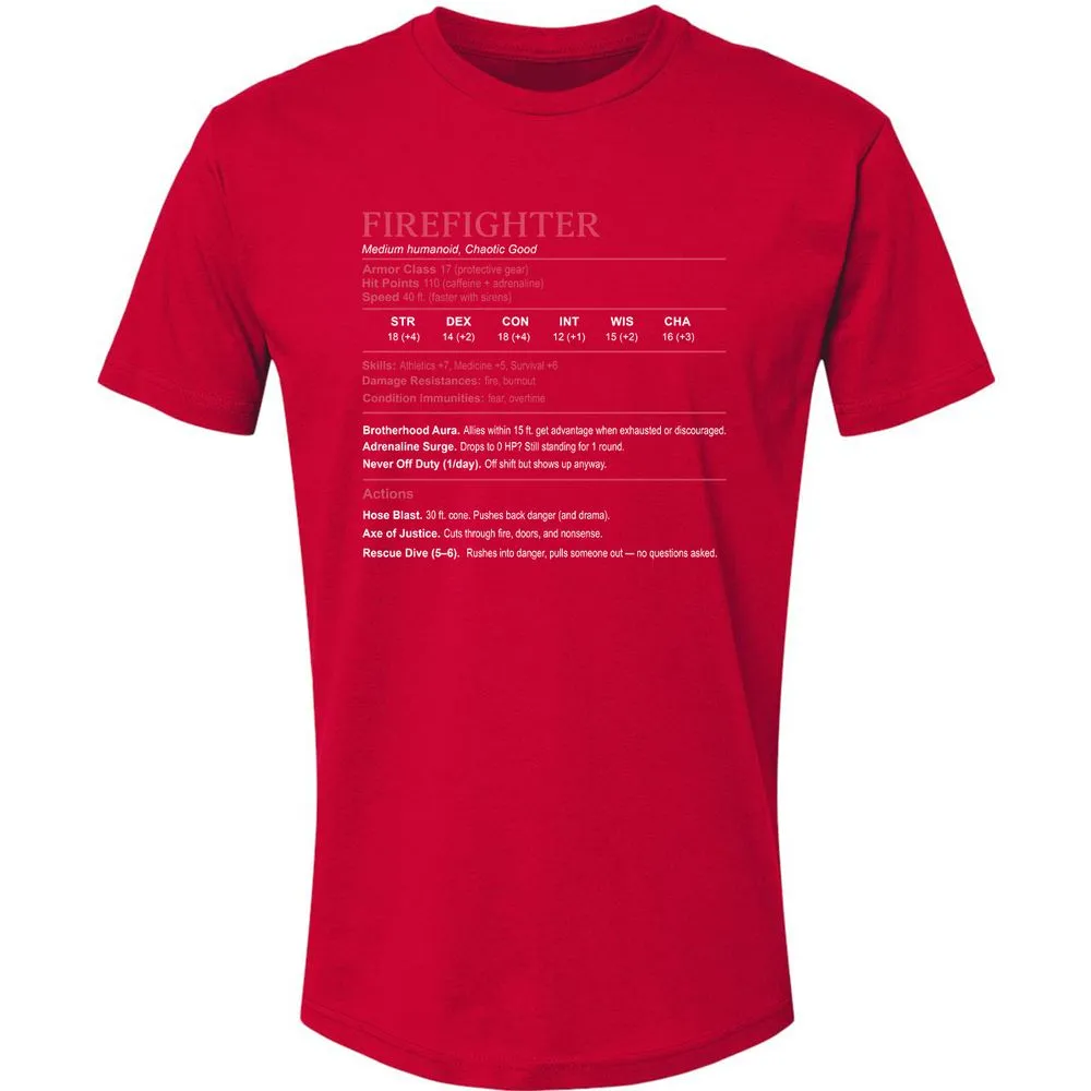 Firefighter Stats Premium Unisex T-Shirt - Red - 6