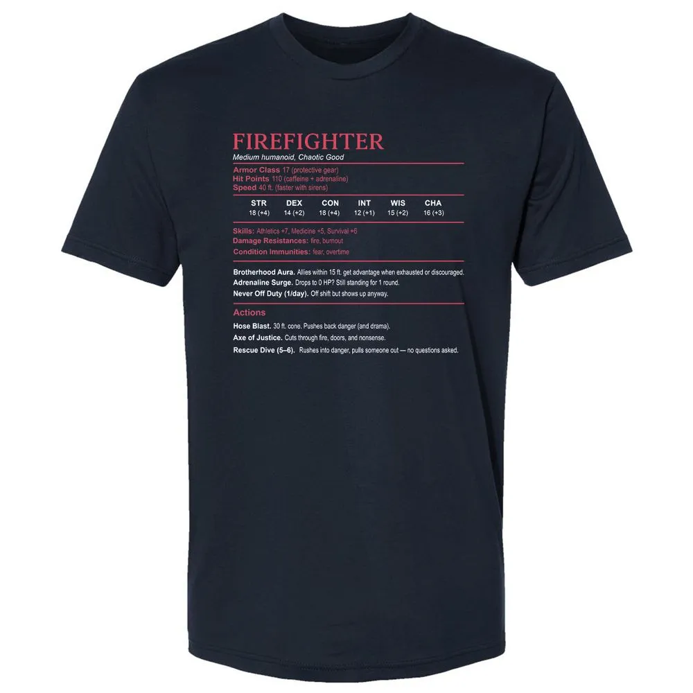 Firefighter Stats Premium Unisex T-Shirt - Midnight Navy - 2