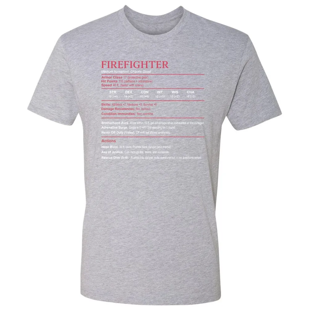 Firefighter Stats Premium Unisex T-Shirt - Heather Grey - 9