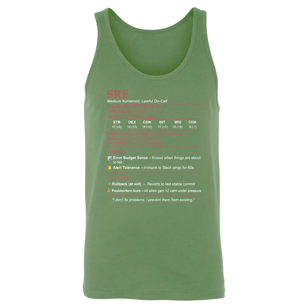 SRE Stats Unisex Jersey Tank - Leaf - 10