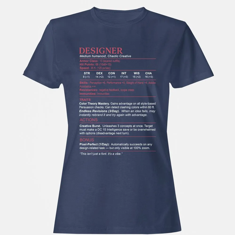 Designer Stats Women's T-Shirt - Navy - 10
