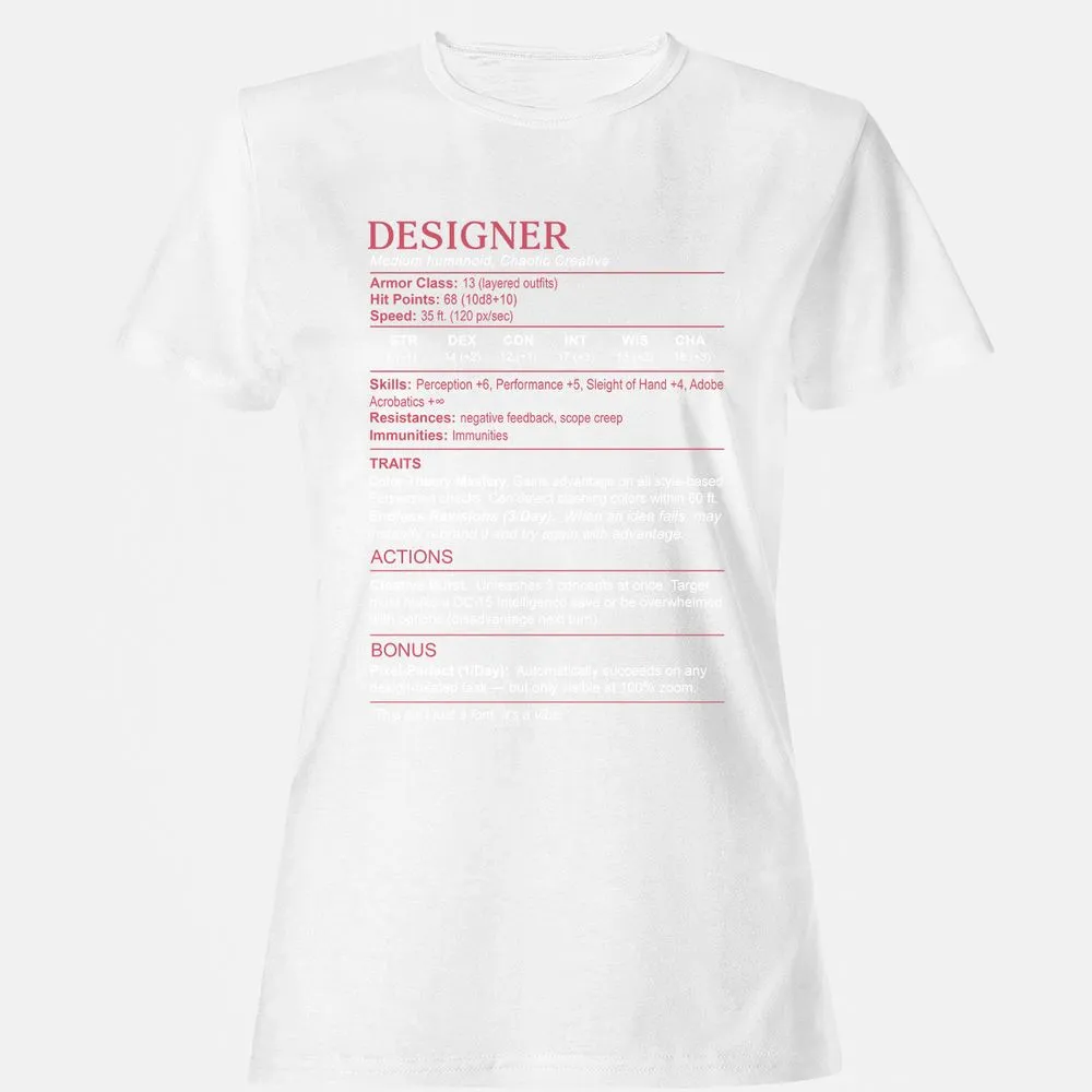 Designer Stats Women's T-Shirt - White - 16