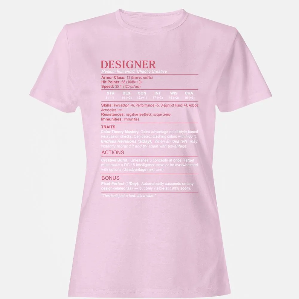Designer Stats Women's T-Shirt - Light Pink - 9