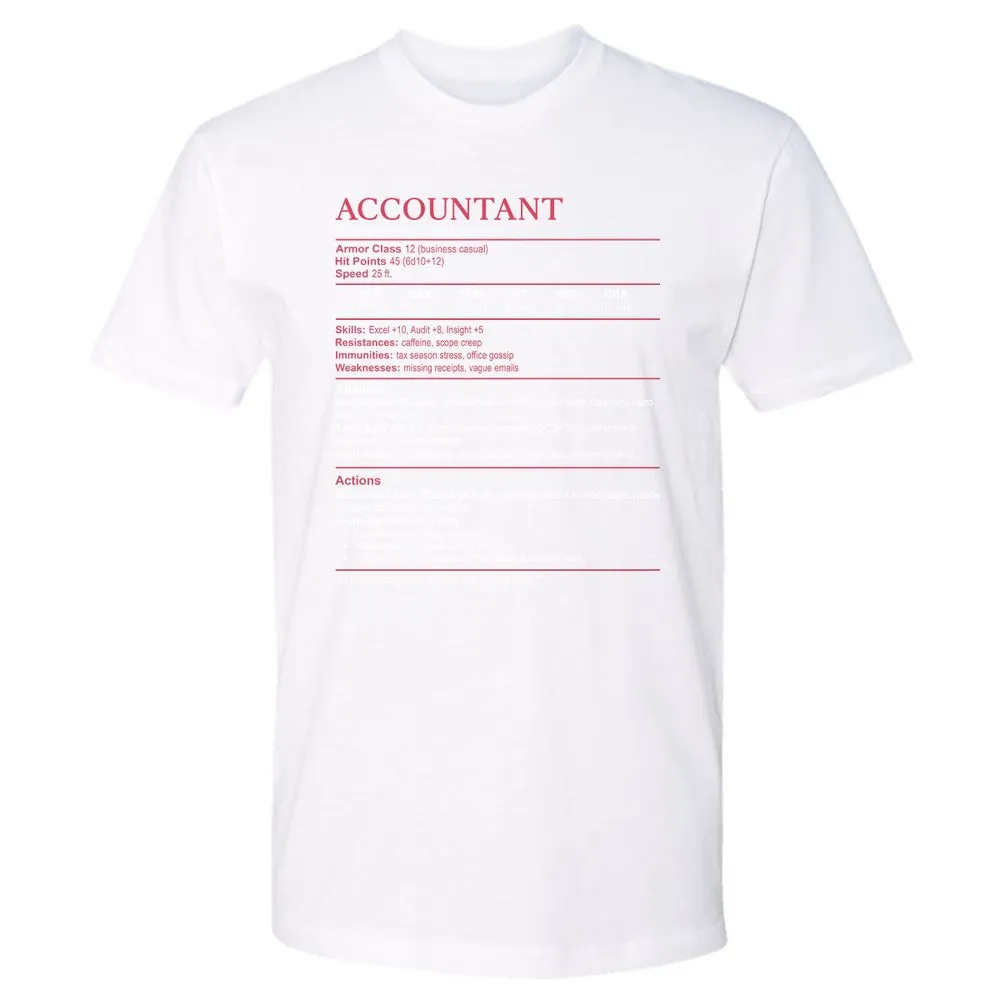 Accountant Stats Premium Unisex T-Shirt - White - 4