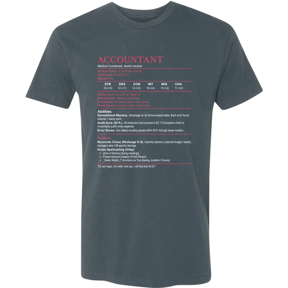 Accountant Stats Premium Unisex T-Shirt - Indigo - 15