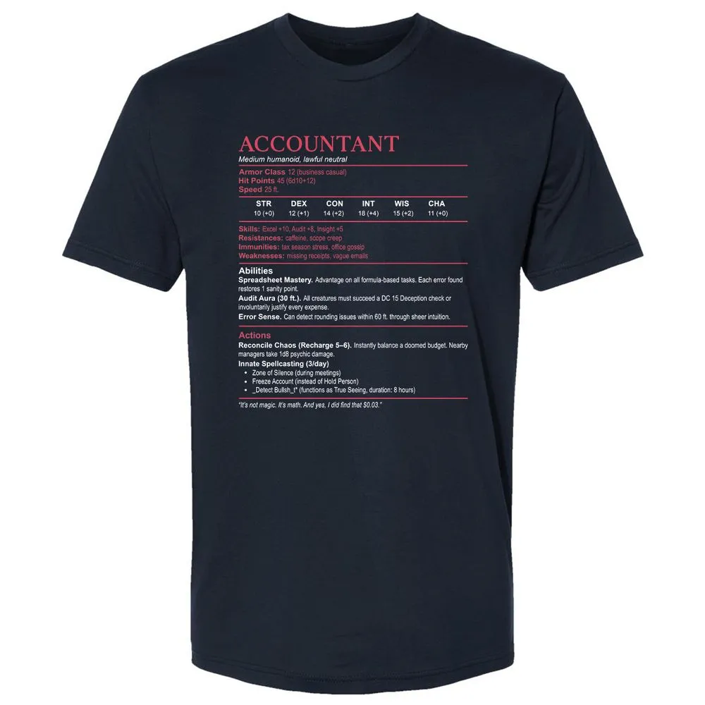 Accountant Stats Premium Unisex T-Shirt - Midnight Navy - 2