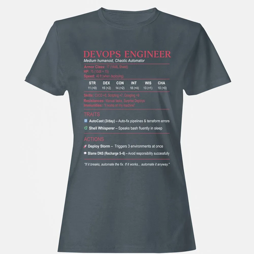 DevOps Engineer Stats Women's T-Shirt - Charcoal - 3