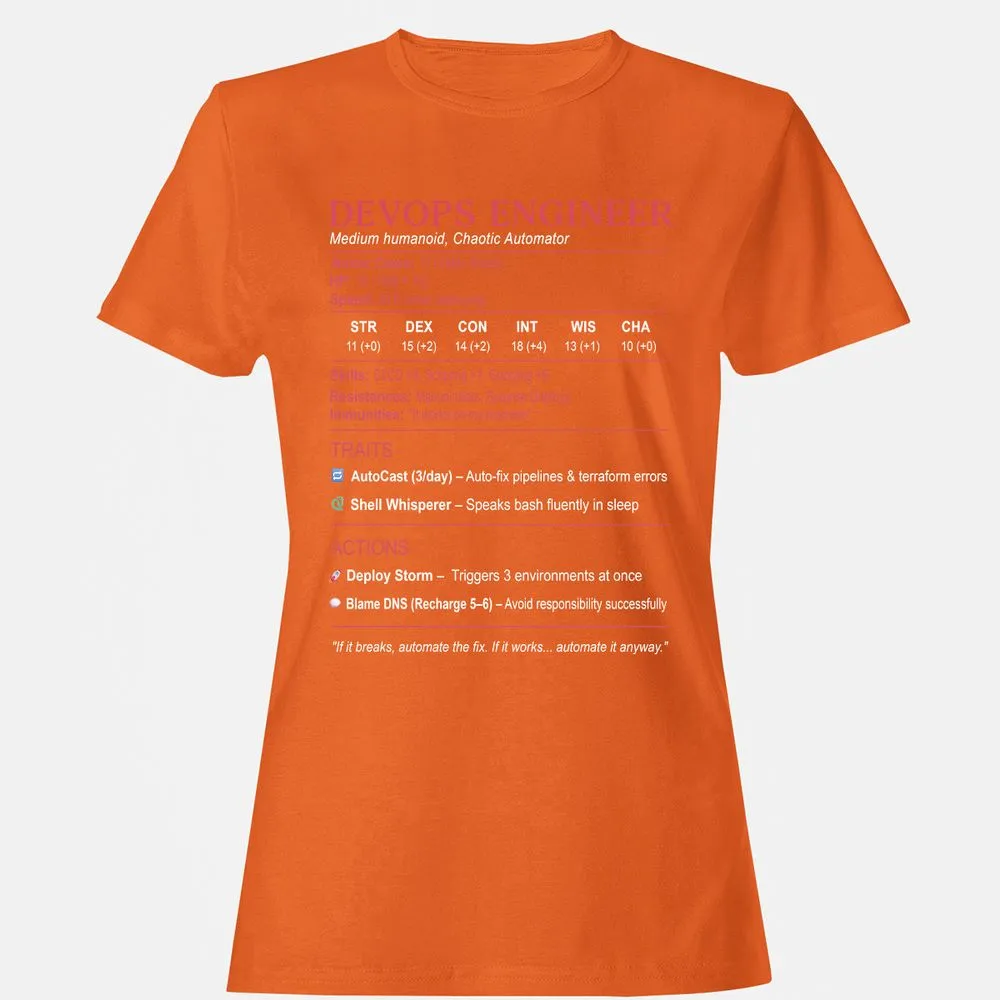 DevOps Engineer Stats Women's T-Shirt - Orange - 11