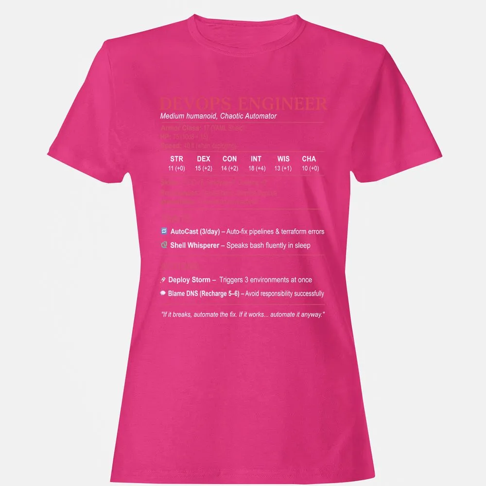 DevOps Engineer Stats Women's T-Shirt - Heliconia - 6