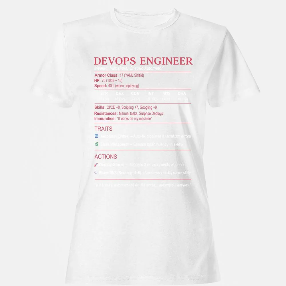 DevOps Engineer Stats Women's T-Shirt - White - 16