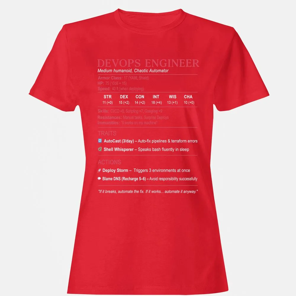 DevOps Engineer Stats Women's T-Shirt - Red - 13