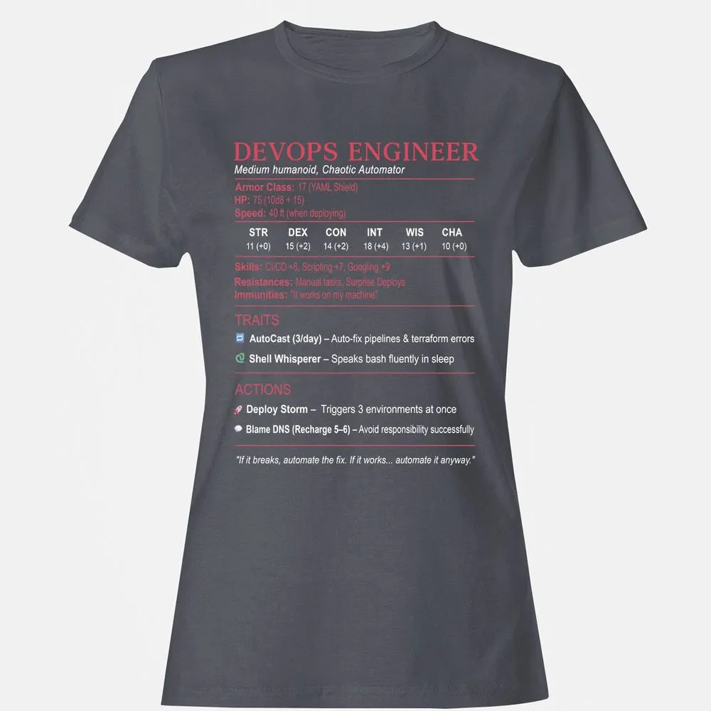 DevOps Engineer Stats Women's T-Shirt - Dark Heather - 5