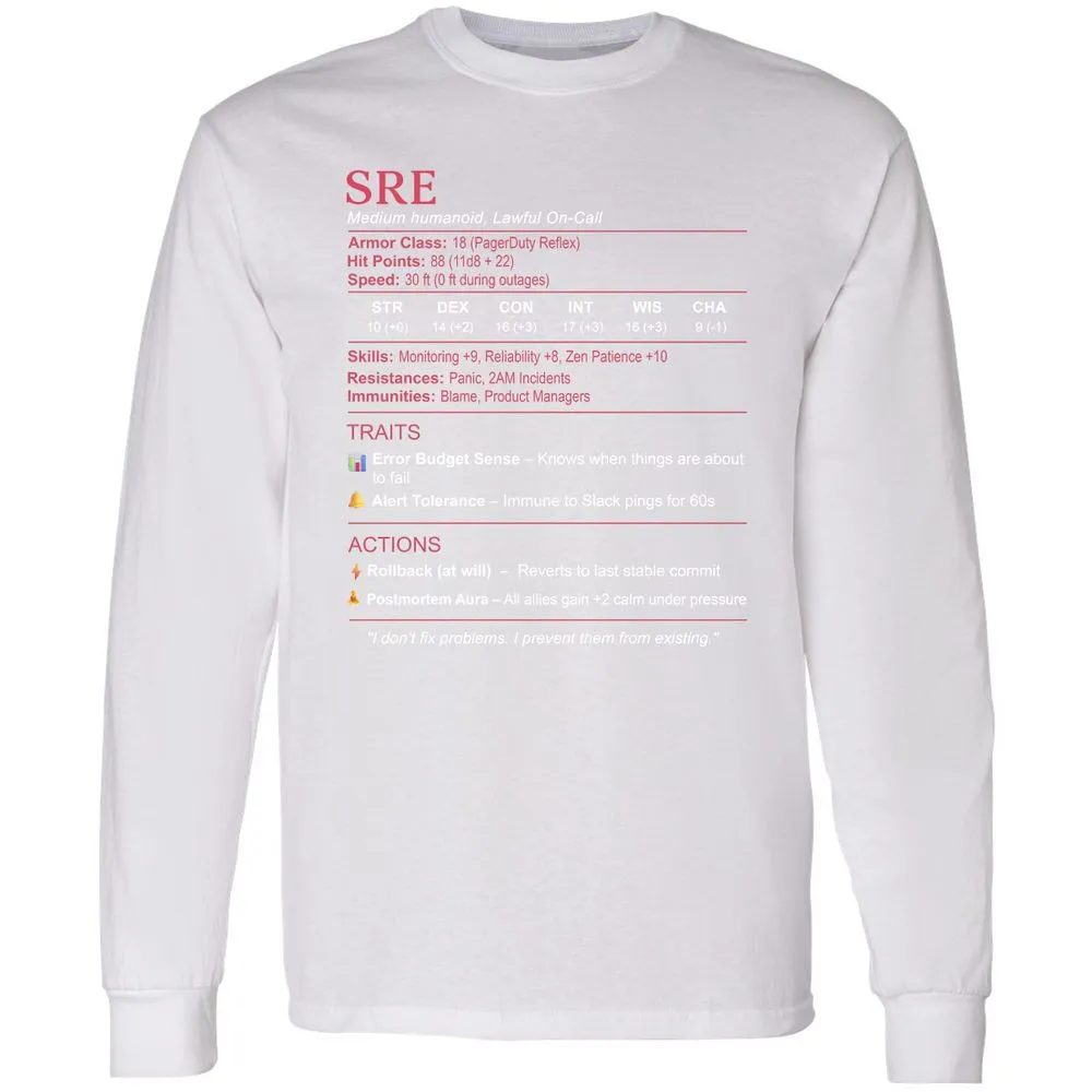 SRE Stats Long Sleeve T-Shirt - White - 5
