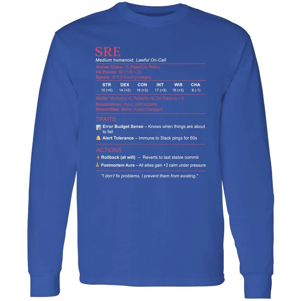 SRE Stats Long Sleeve T-Shirt - Royal - 8