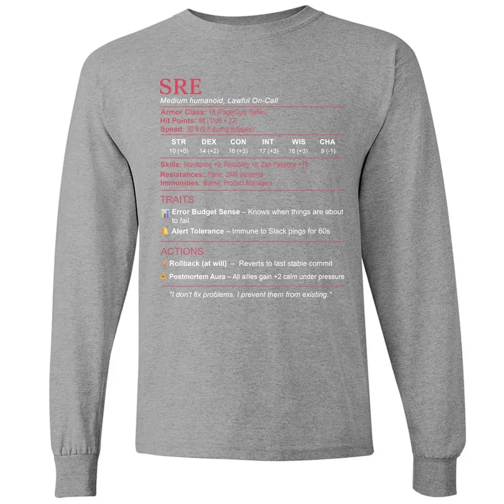 SRE Stats Long Sleeve T-Shirt - Graphite Heather - 6