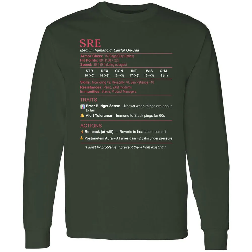 SRE Stats Long Sleeve T-Shirt - Forest Green - 4