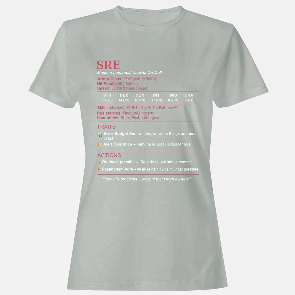 SRE Stats Women's T-Shirt - Ash - 2