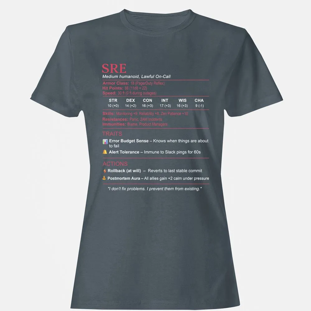SRE Stats Women's T-Shirt - Charcoal - 3