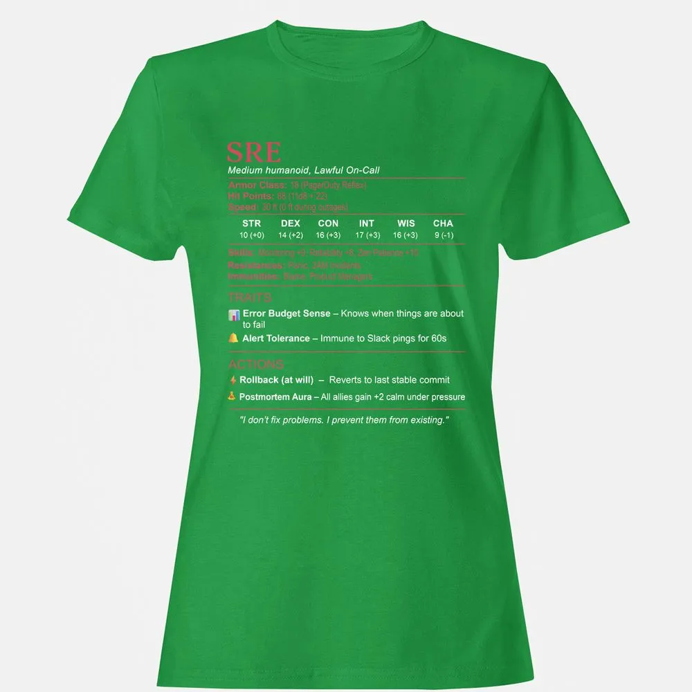 SRE Stats Women's T-Shirt - Irish Green - 7