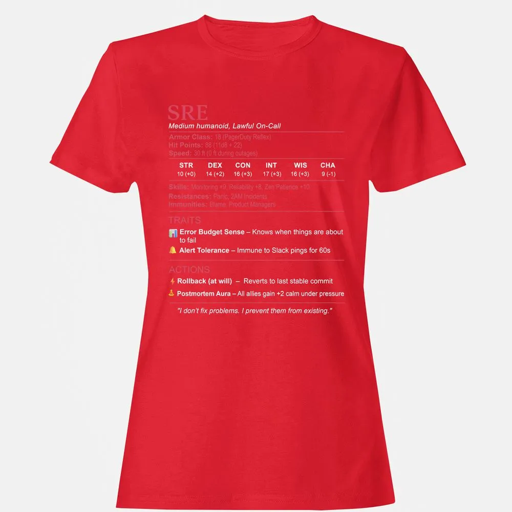 SRE Stats Women's T-Shirt - Red - 13