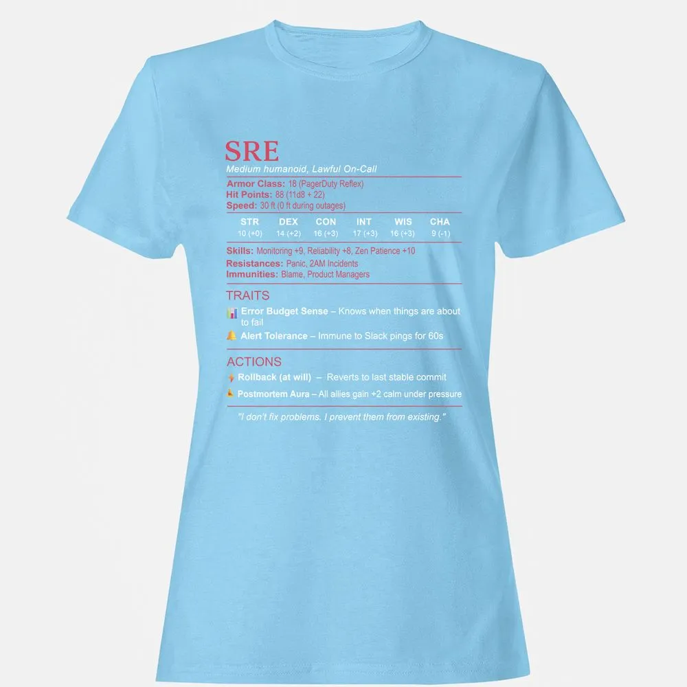 SRE Stats Women's T-Shirt - Light Blue - 8