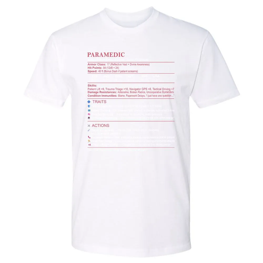 Paramedic Stats Premium Unisex T-Shirt - White - 4