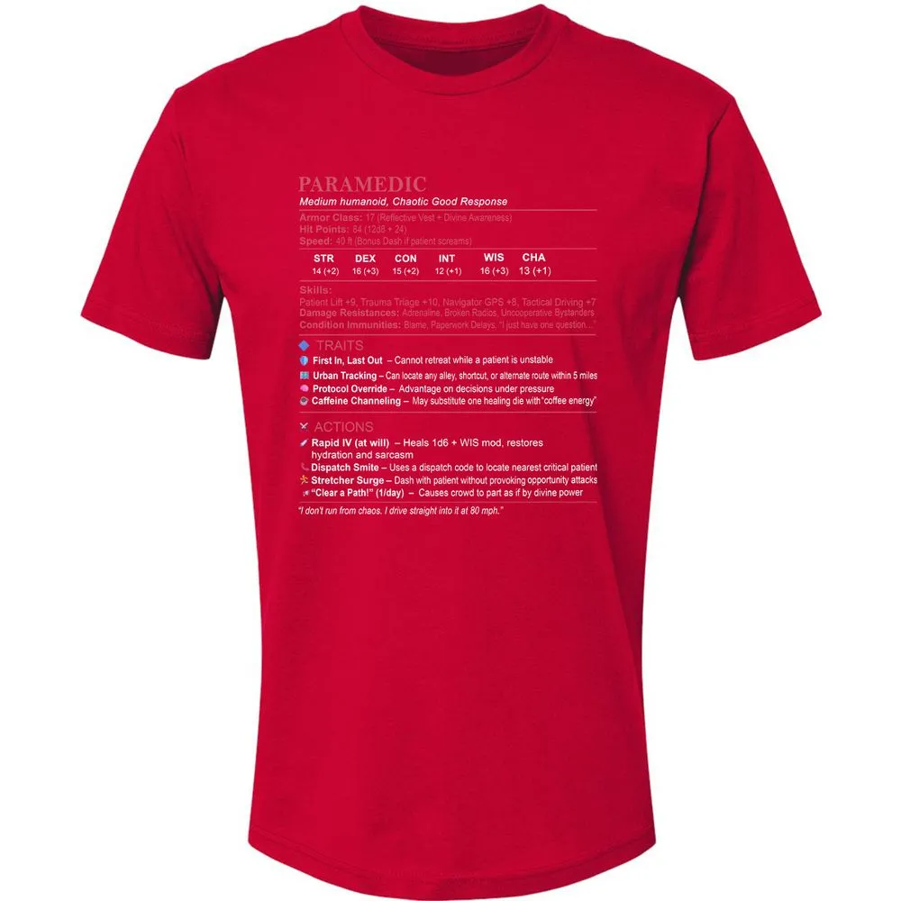 Paramedic Stats Premium Unisex T-Shirt - Red - 6